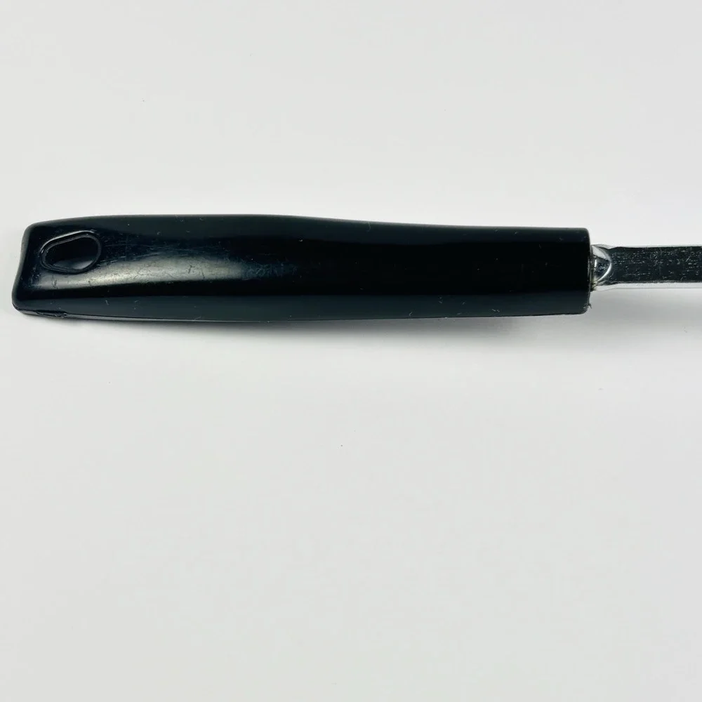 2 Vtg Ecko Spoons Slotted Metal Serving Spoon Utensil Black Plastic Handle